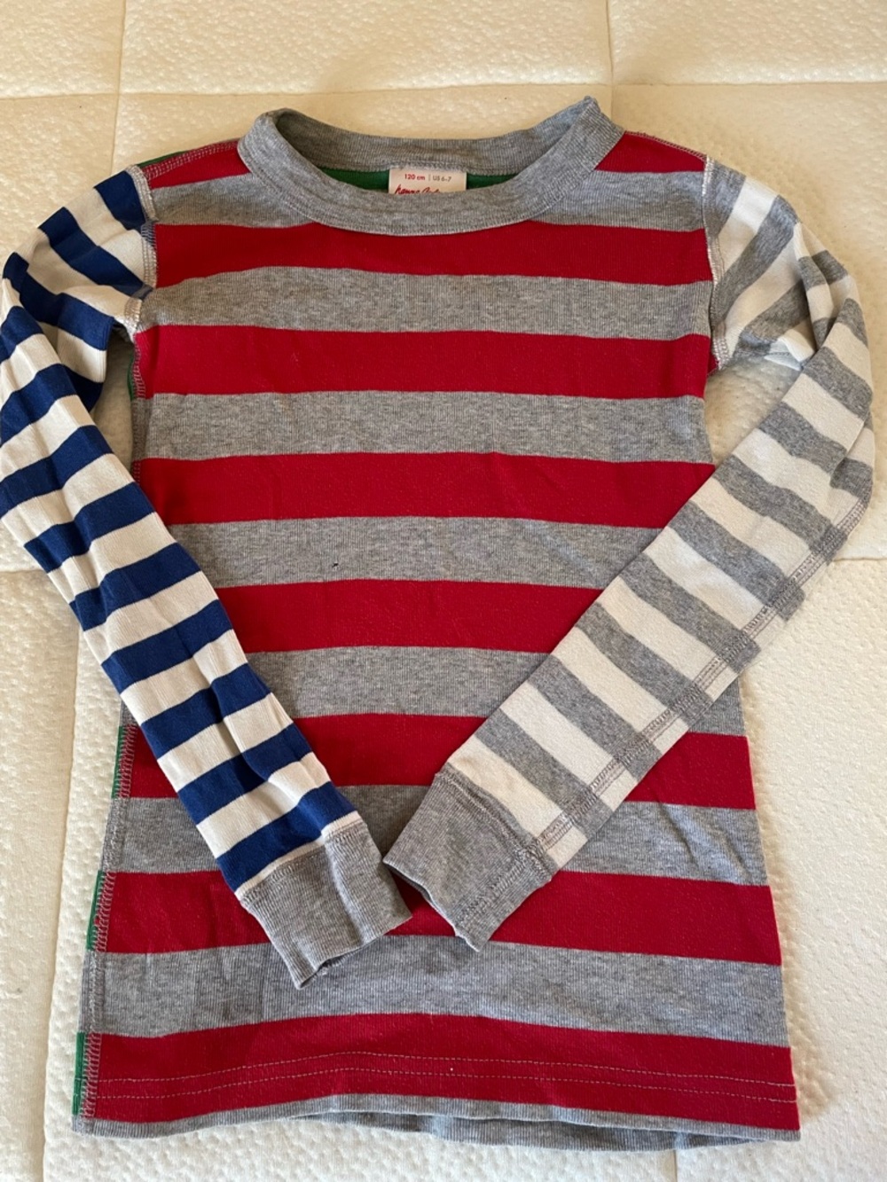 Hanna Andersson Red, Gray & Blue Striped Long-Sleeve Tee